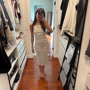 Stradivarius Cream Midi Dress